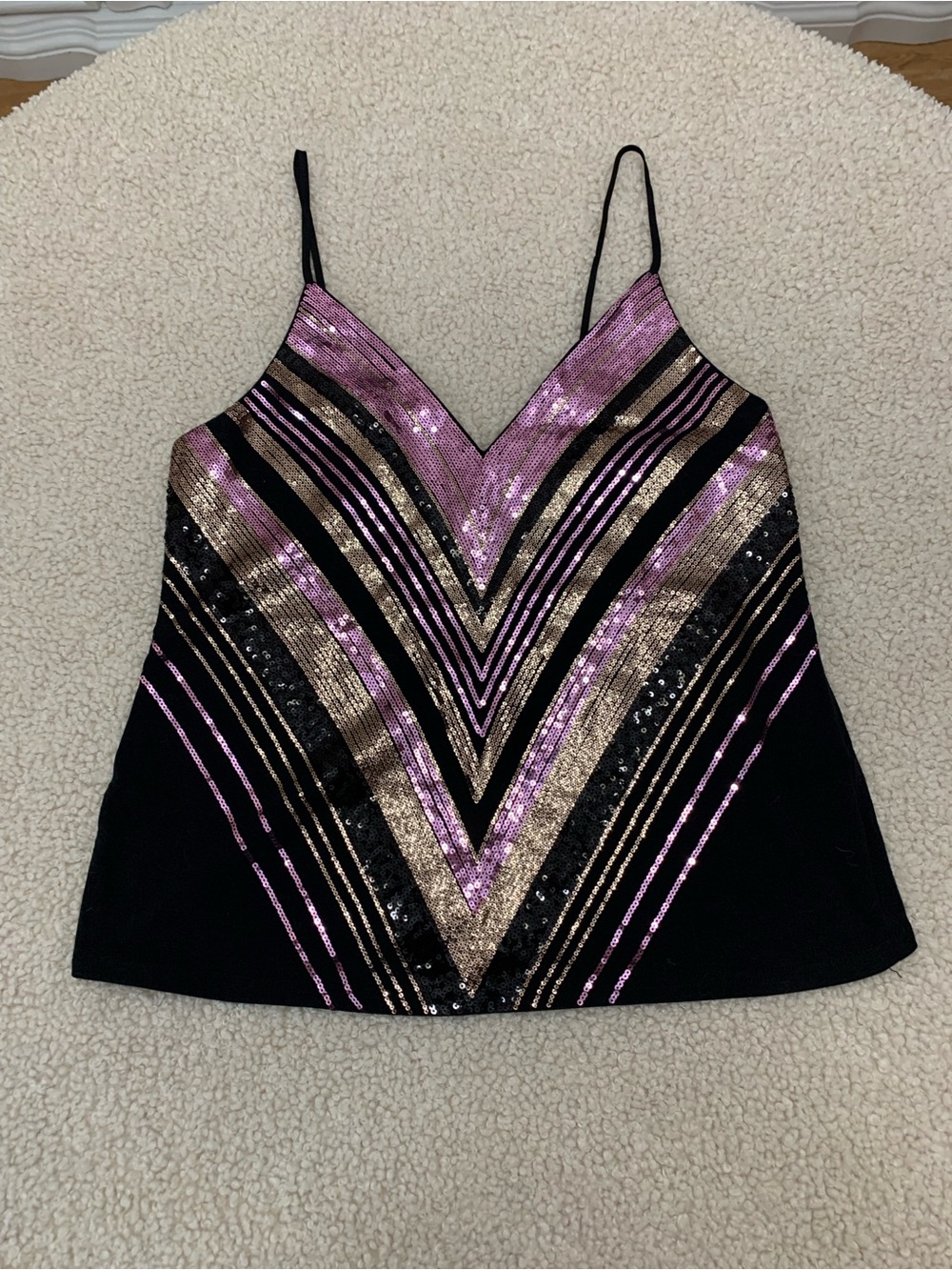 Women’s Sequin V-Stripe Camisole Tank Top - VENUS XL